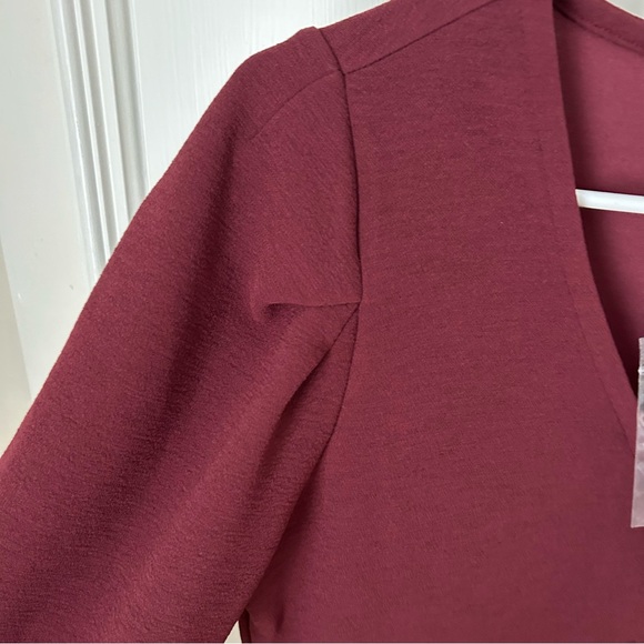 NWT Madewell Texture and Thread V-Neck Burgundy Long Sleeve Dress Small S - Picture 8 of 8